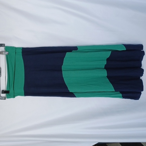 Gap Green Navy Blue Color-block Foldover Waist Long Maxi Skirt XS X-Small - Picture 1 of 4